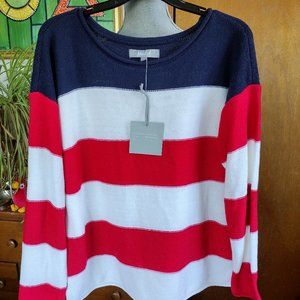 Marled Reunited Clothing Sweater Women's Patriotic RedWhiteBlue NWT Sz L